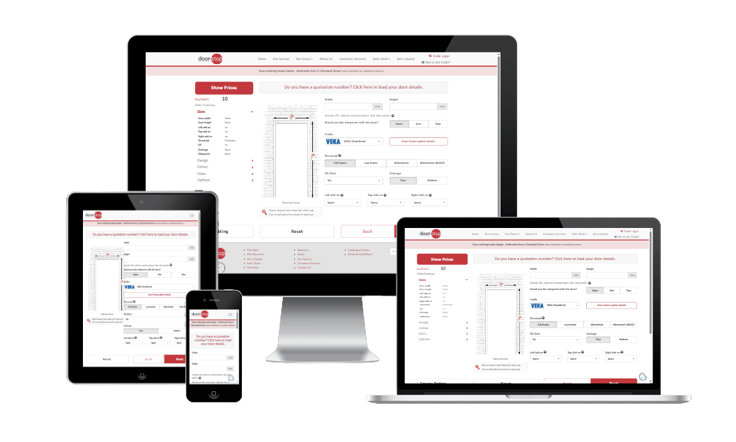 Laptop and phone showing the product configurator